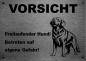 Preview: Edelstahl Warnschild Golden Retriever VORSICHT Freilaufender Hund! Betreten auf eigene Gefahr!